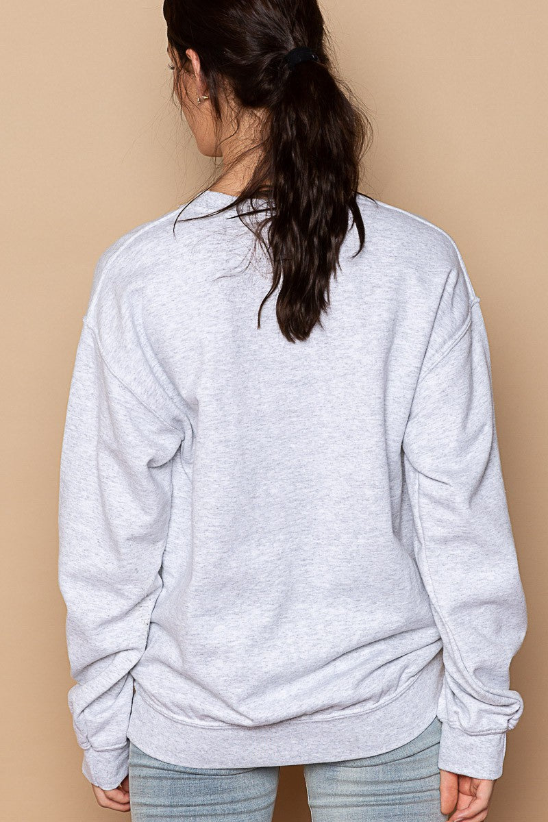 POL Patriotic Print Crew Neck Pullover Sweatshirt Top