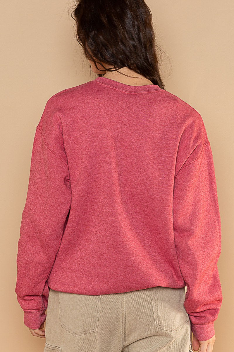 POL Patriotic Print Crew Neck Pullover Sweatshirt Top