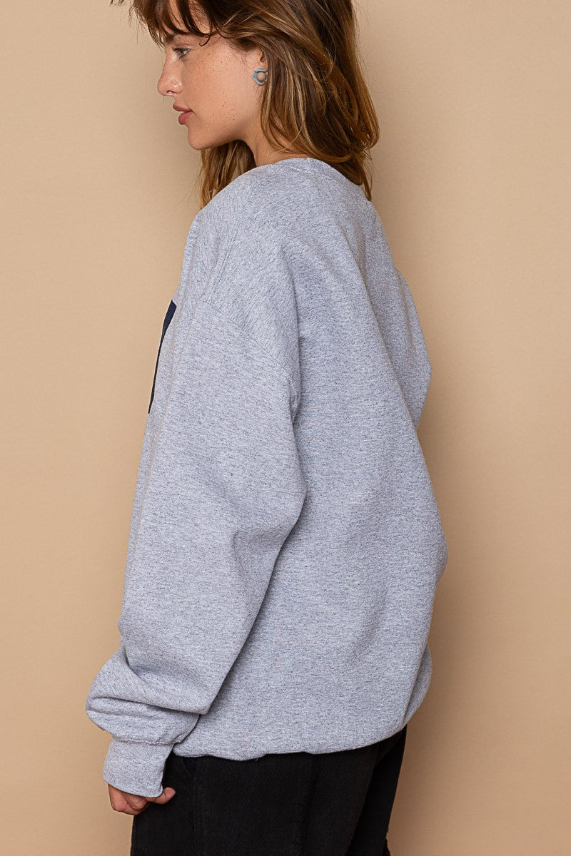 POL Patriotic Usa Print Crew Neck Pullover Sweatshirt Top