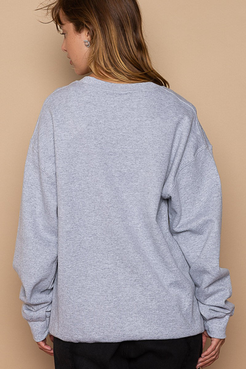 POL Patriotic Usa Print Crew Neck Pullover Sweatshirt Top