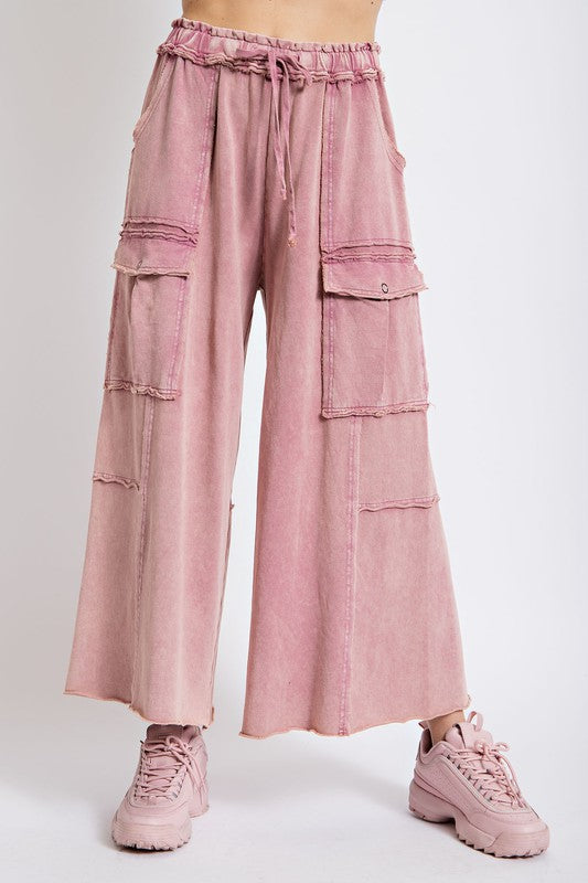 Easel Plus Size Mineral Washed Cargo Pants | Roulhac Fashion Boutique