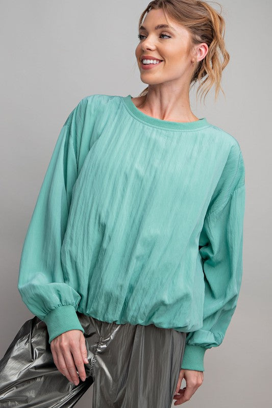 Easel Parachute Balloon Long Sleeve Woven Top - Roulhac Fashion Boutique