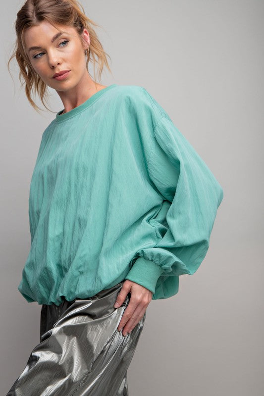 Easel Parachute Balloon Long Sleeve Woven Top - Roulhac Fashion Boutique