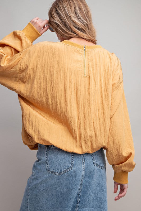 Easel Parachute Balloon Long Sleeve Woven Top - Roulhac Fashion Boutique