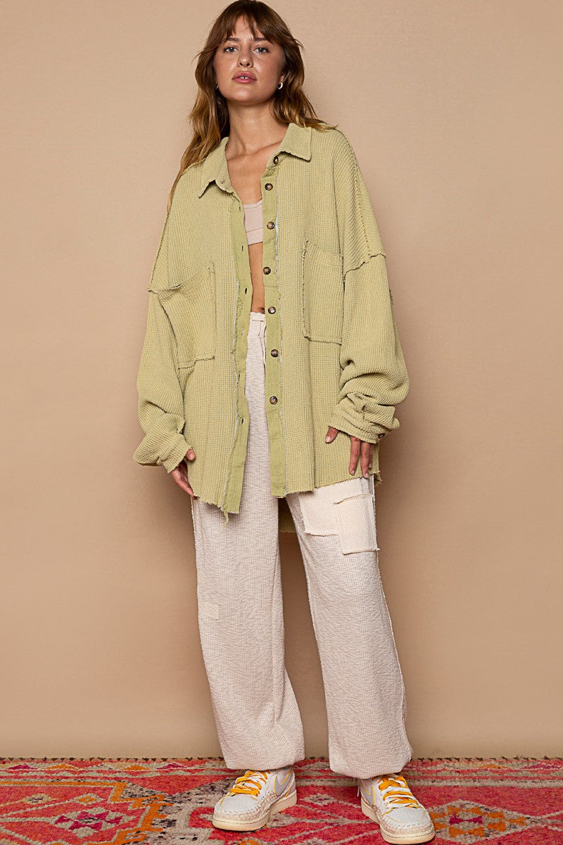 POL Button Down Relaxed Fit Vintage Shirts Top