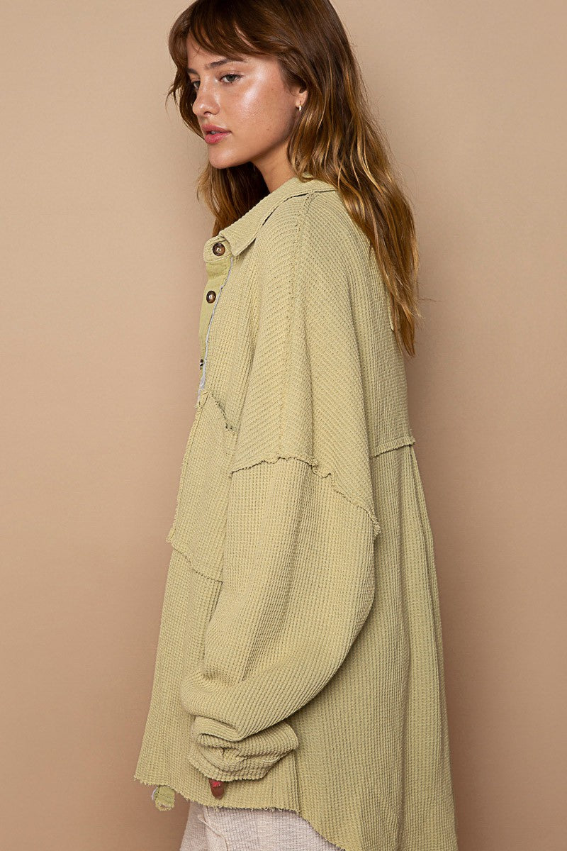 POL Button Down Relaxed Fit Vintage Shirts Top