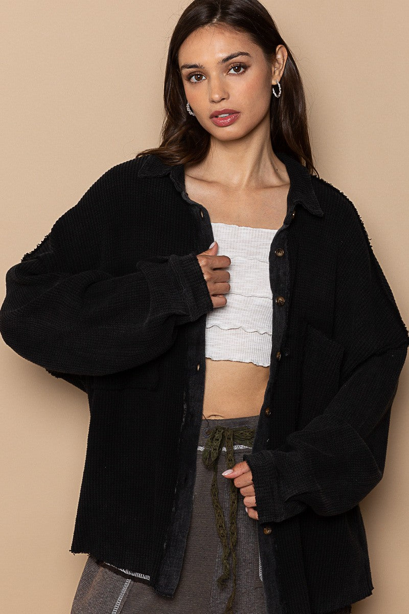 POL Button Down Relaxed Fit Vintage Shirts Top