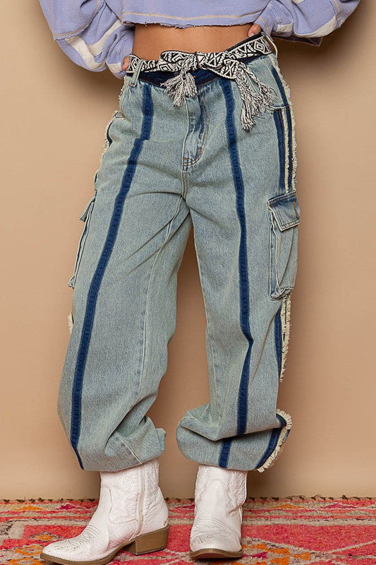 POL Vintage Style Exposed Seam 3D Pockets Cotton Jogger Pants - Roulhac Fashion Boutique