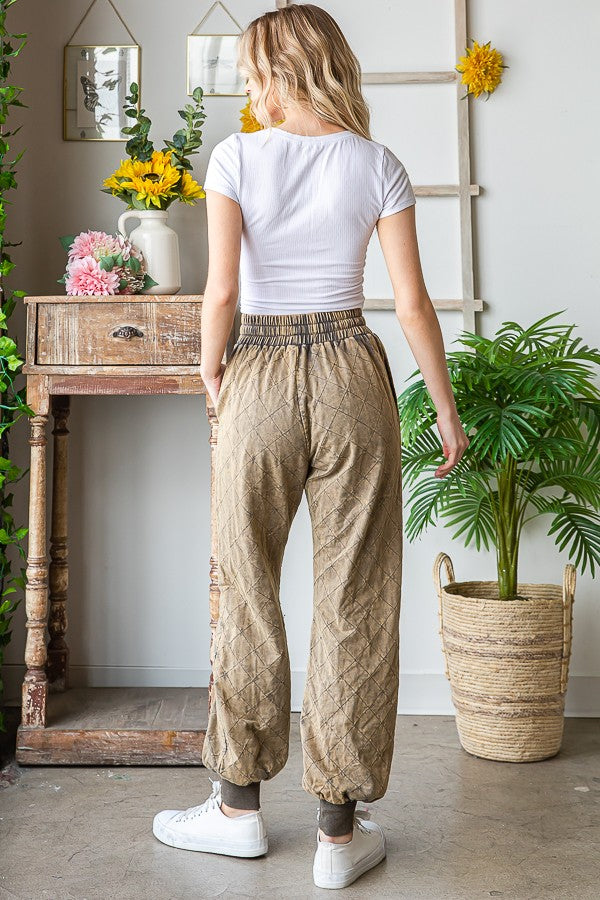 Oli & Hali Washed Quilt Stitched Jogger Pants