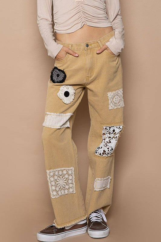 POL Patchwork Twill Cotton Pants - Roulhac Fashion Boutique