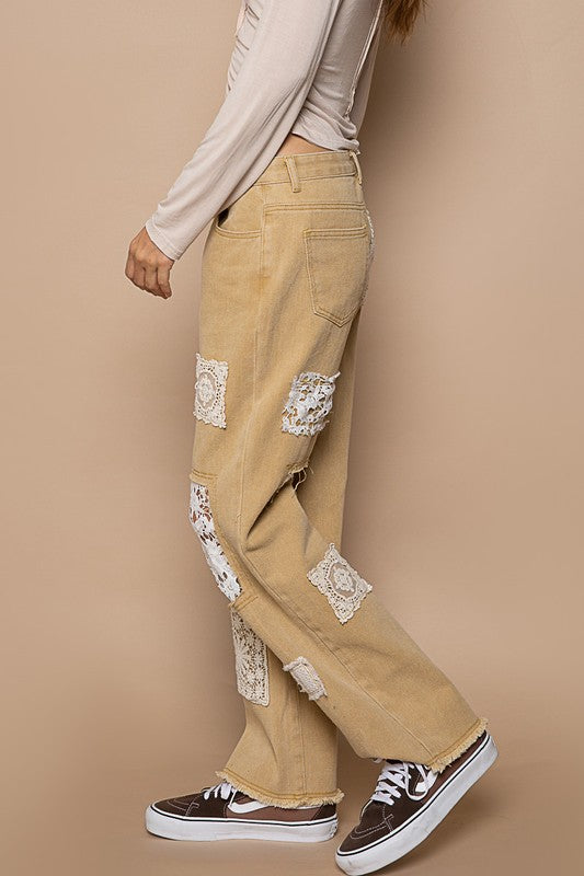 POL Patchwork Twill Cotton Pants - Roulhac Fashion Boutique