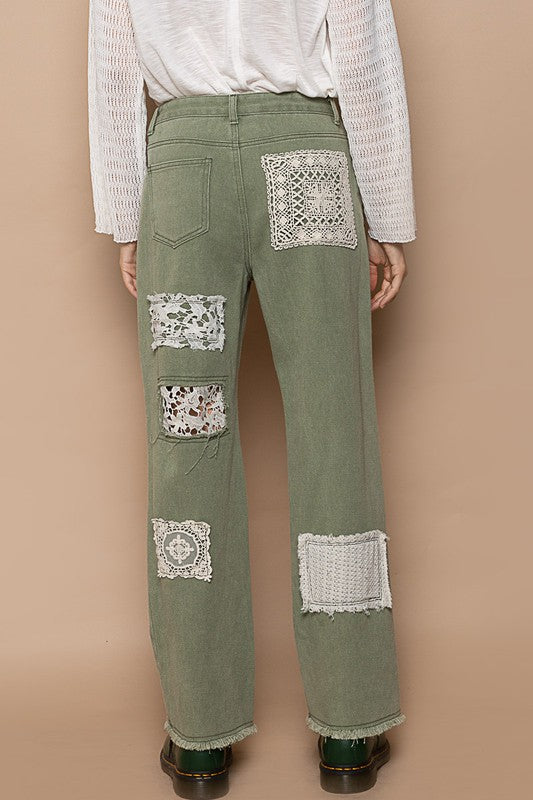 POL Patchwork Twill Cotton Pants - Roulhac Fashion Boutique