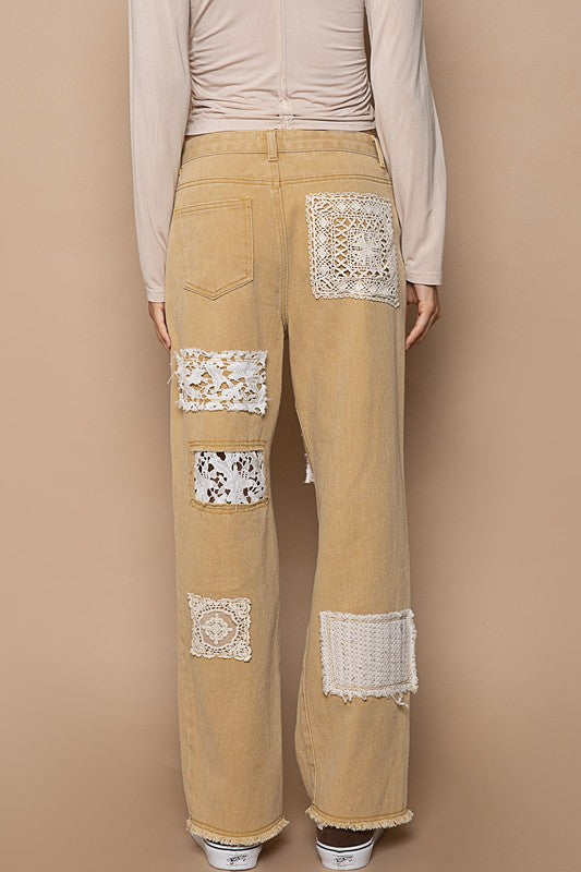 POL Patchwork Twill Cotton Pants - Roulhac Fashion Boutique