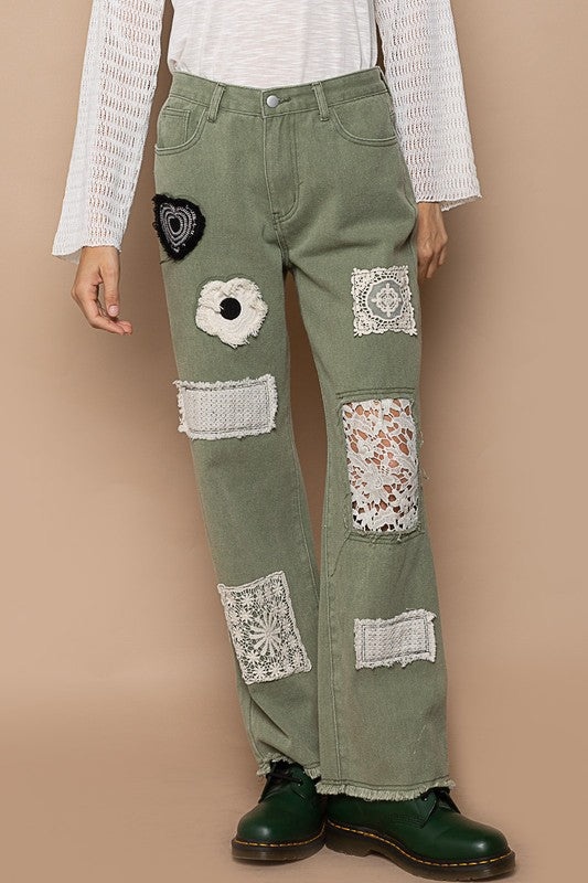 POL Patchwork Twill Cotton Pants - Roulhac Fashion Boutique