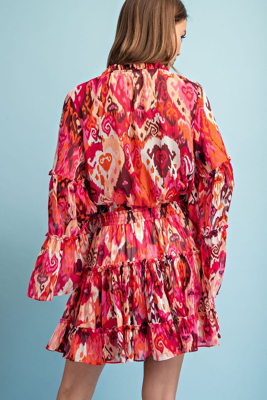 Eesome Abstract Print Bell Sleeve Dress | Roulhac Fashion Boutique