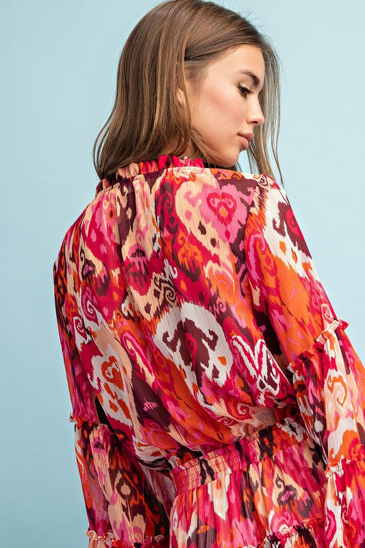 Eesome Abstract Print Bell Sleeve Dress | Roulhac Fashion Boutique