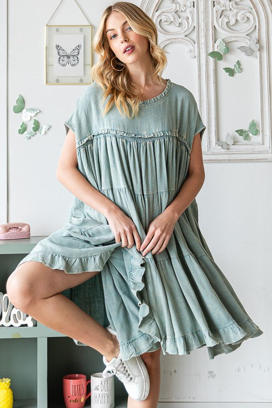 Oli & Hali Boho Washed Ruffle Tiered Dress