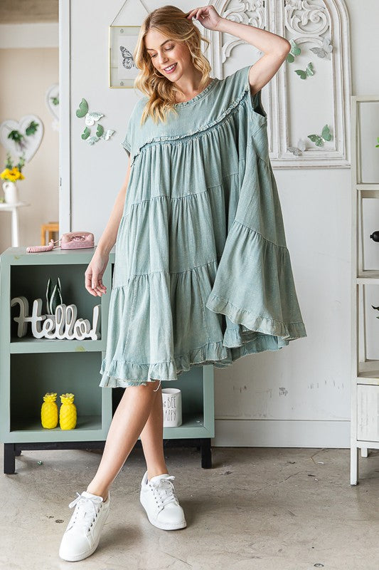 Oli & Hali Boho Washed Ruffle Tiered Dress