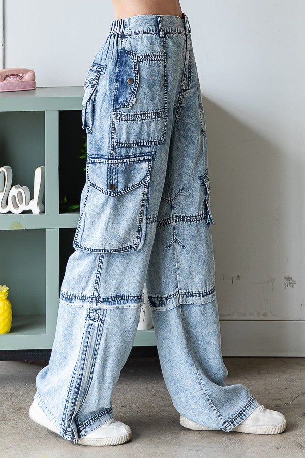 Oli & Hali Washed Tencel Cargo Pants