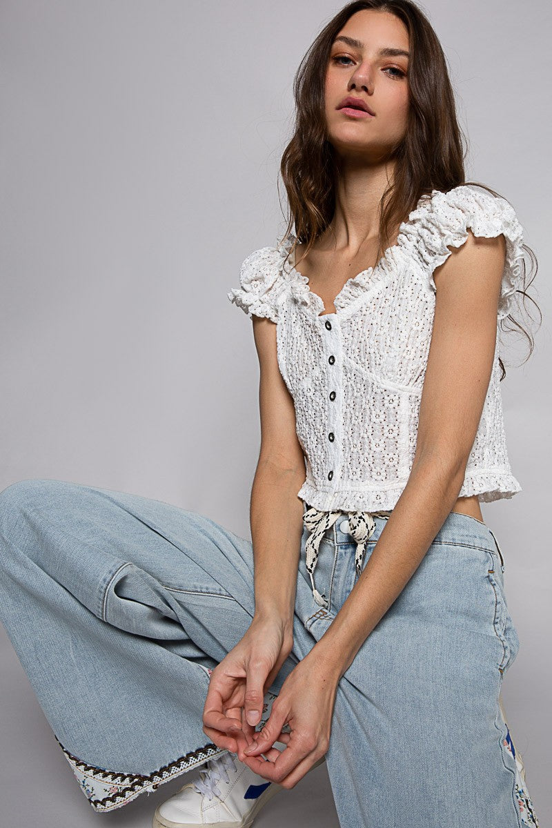 POL Vintage Wash Floral Print Sleeveless Top