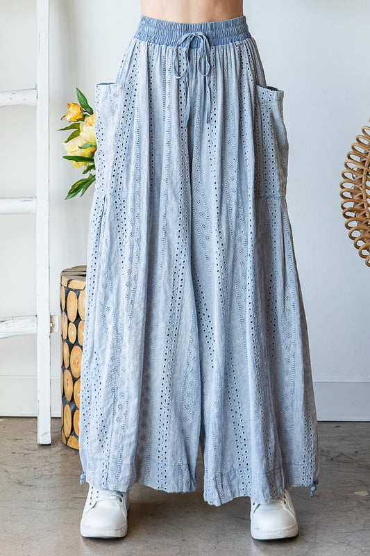 Oli & Hali Mineral Washed Eyelet Pants
