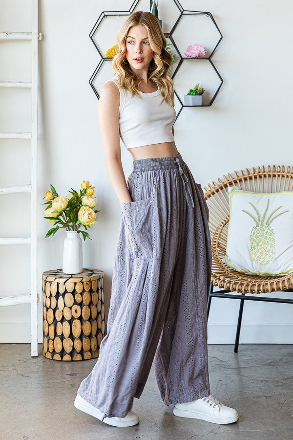 Oli & Hali Mineral Washed Eyelet Pants