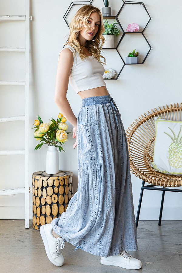 Oli & Hali Mineral Washed Eyelet Pants