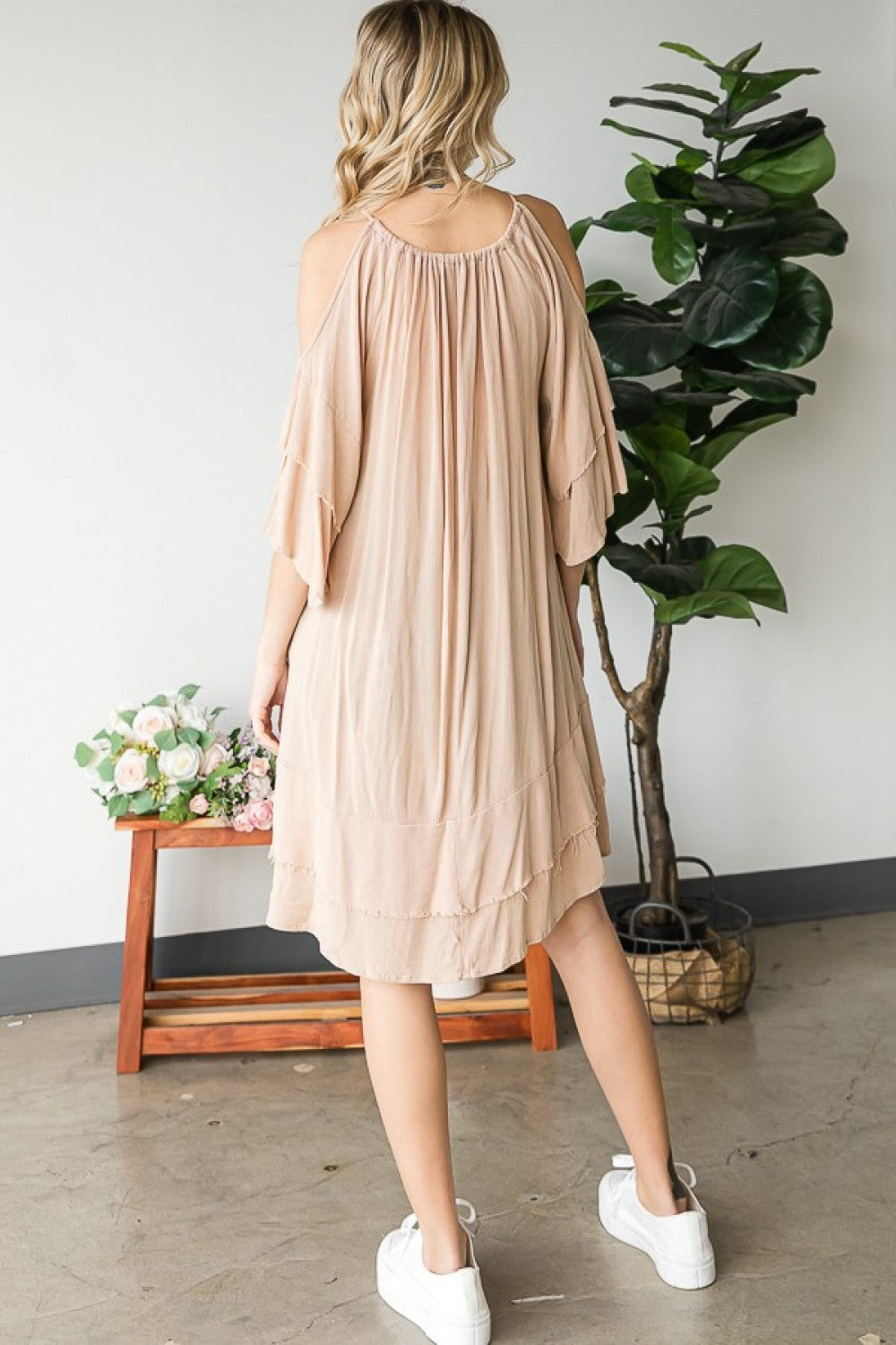 Oli & Hali Cold Shoulder Double Sleeve Dress