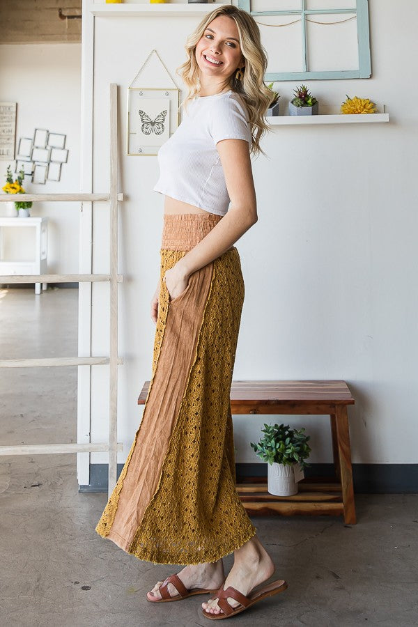 Oli & Hali Mineral Washed Lace Wide Pants