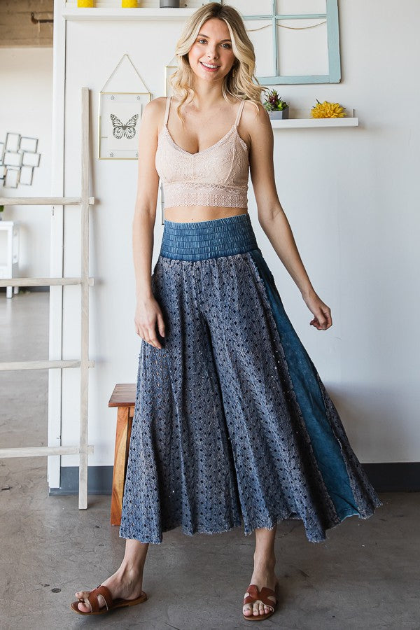 Oli & Hali Mineral Washed Lace Wide Pants