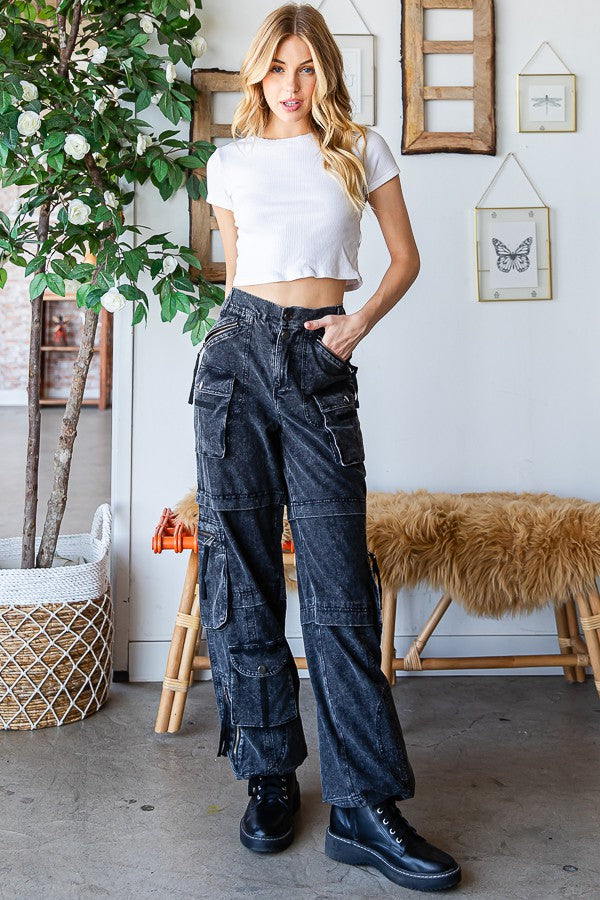 Oli & Hali Mineral Washed 11pkts Cargo Pants