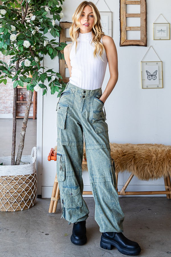 Oli & Hali Mineral Washed 11pkts Cargo Pants