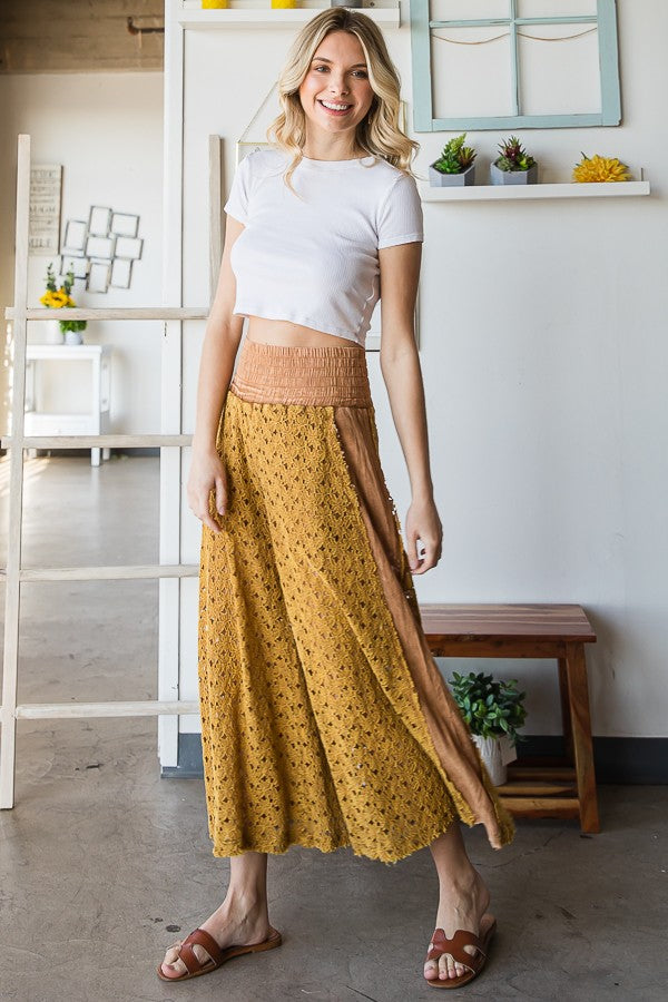 Oli & Hali Mineral Washed Lace Wide Pants