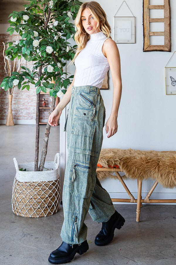 Oli & Hali Mineral Washed 11pkts Cargo Pants