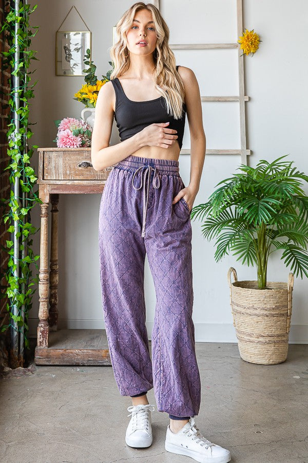 Oli & Hali Washed Quilt Stitched Jogger Pants