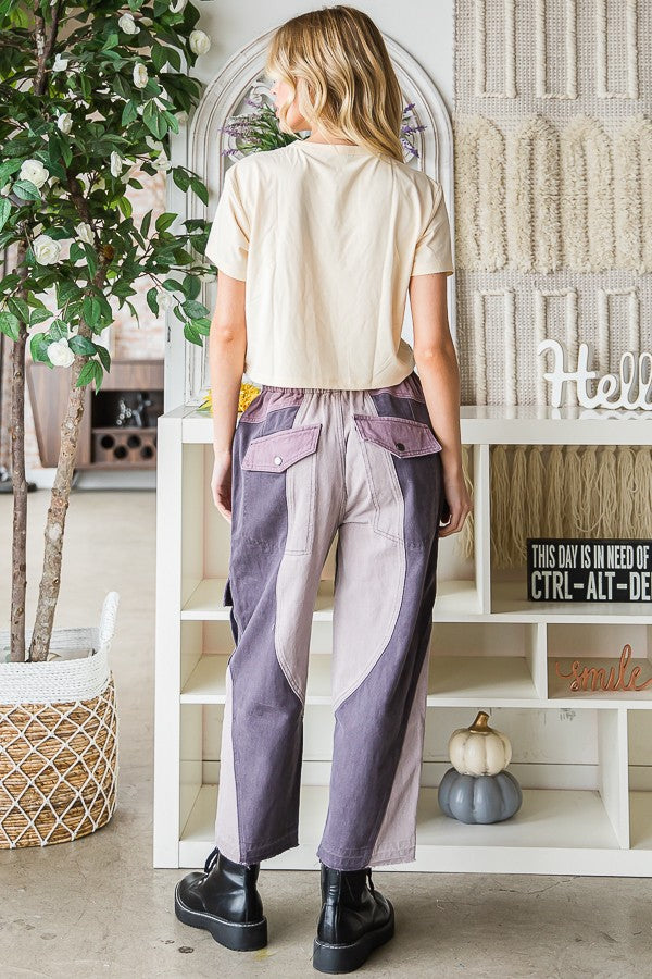 Oli & Hali Washed Color Block Cargo Pants