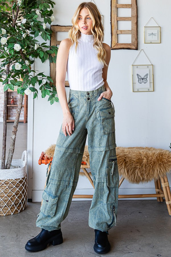 Oli & Hali Mineral Washed 11pkts Cargo Pants