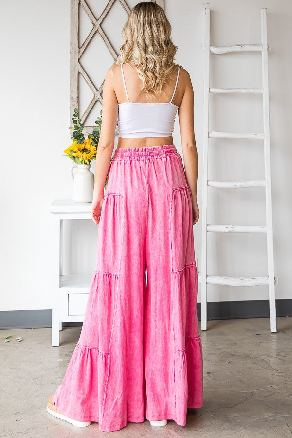 Oli & Hali Mineral Washed Tiered Wide Leg Pants