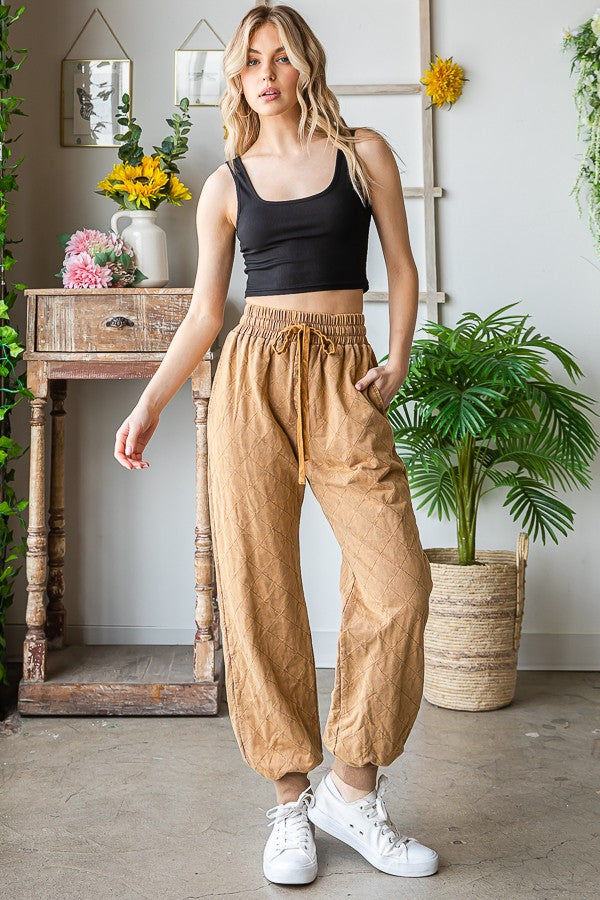Oli & Hali Washed Quilt Stitched Jogger Pants