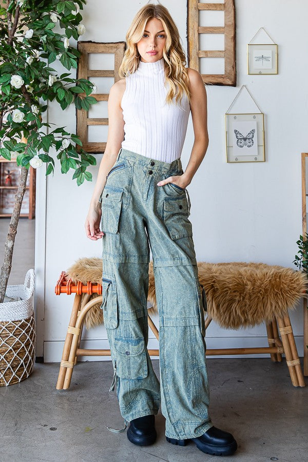 Oli & Hali Mineral Washed 11pkts Cargo Pants