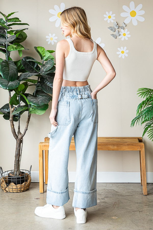 Oli & Hali Washed Wide Straight Denim Pants