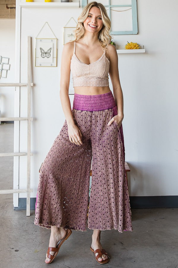 Oli & Hali Mineral Washed Lace Wide Pants