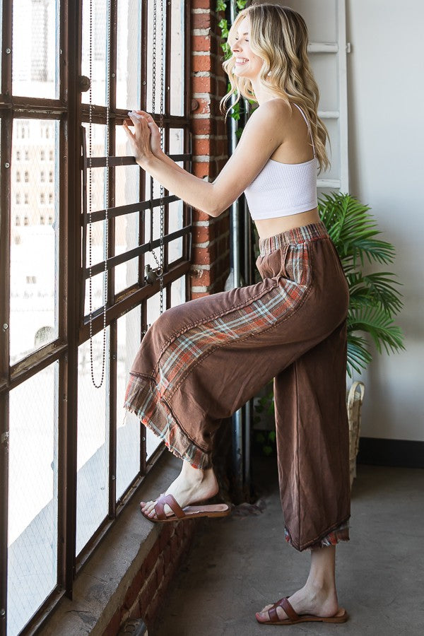 Oli & Hali Mineral Washed Palid Mix Wide Pants