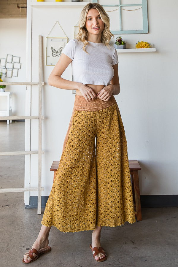 Oli & Hali Mineral Washed Lace Wide Pants