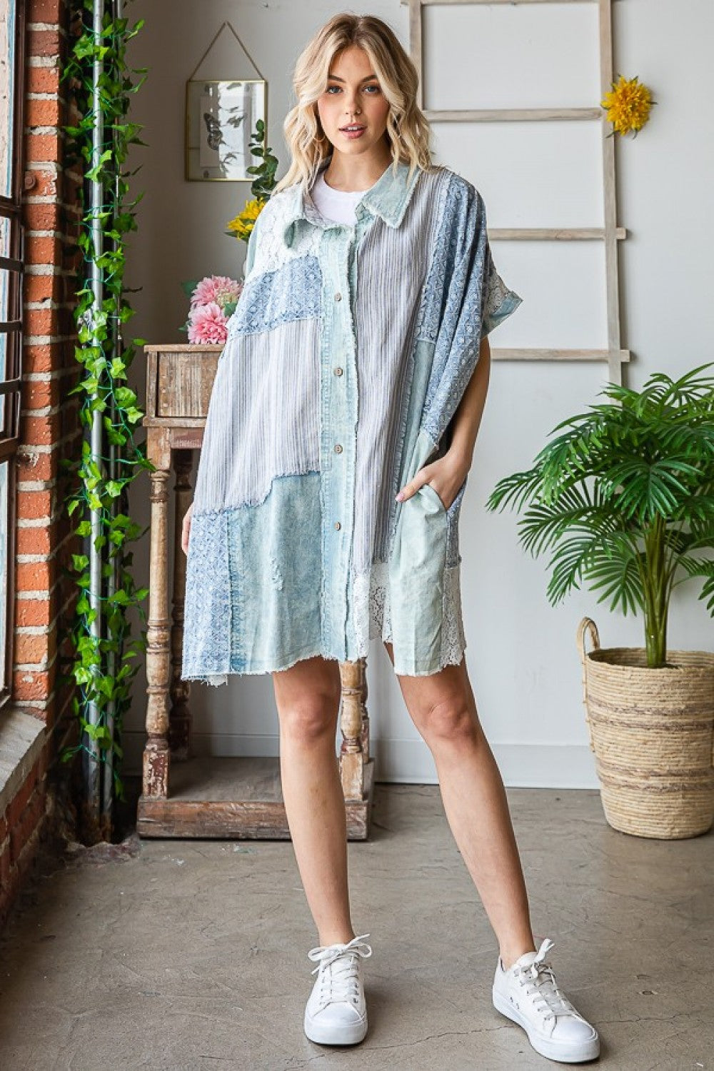 Oli & Hali Fabric Mixed Shirt Dress