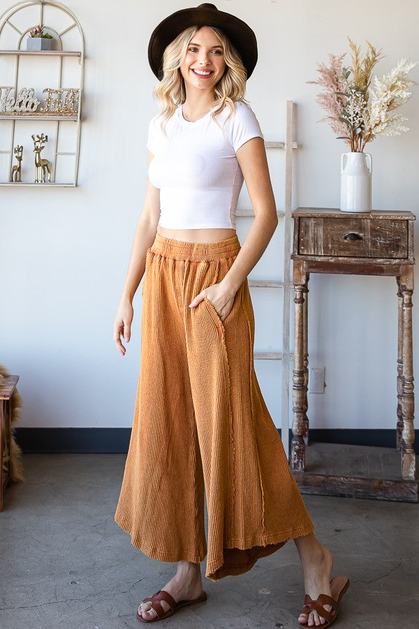 Oli & Hali Mineral Washed Elastic Waist Wide Leg Pants
