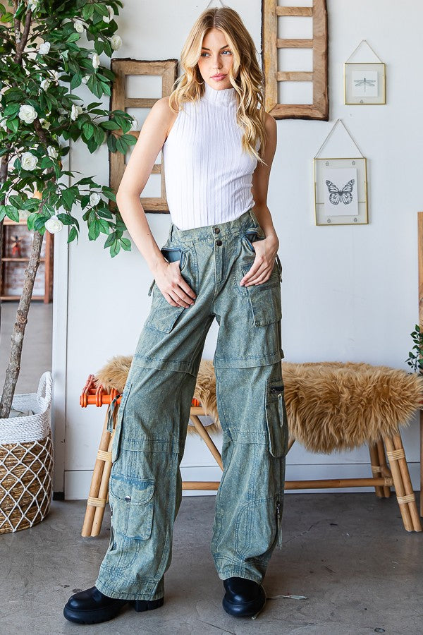 Oli & Hali Mineral Washed 11pkts Cargo Pants