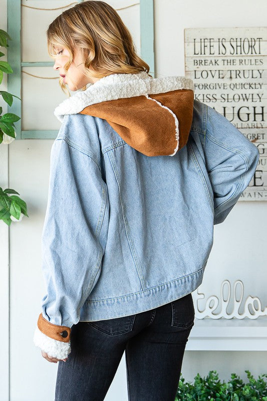 Oli & Hali Suede Contrast Hooded Jacket - Roulhac Fashion Boutique