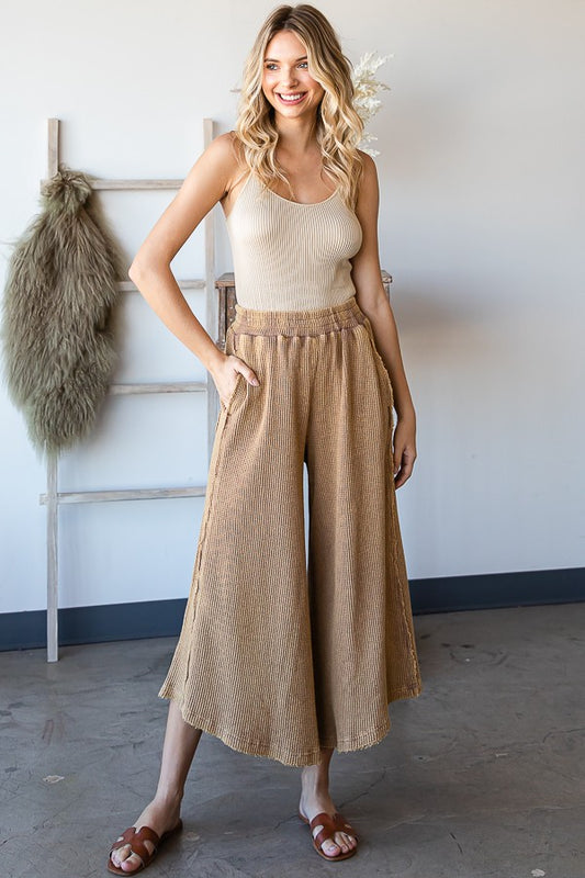 Oli & Hali Mineral Washed Elastic Waist Wide Leg Pants