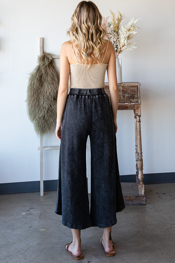 Oli & Hali Mineral Washed Elastic Waist Wide Leg Pants